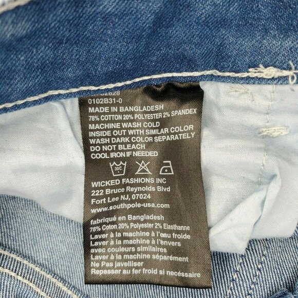 Southpole Men’s Skinny Distressed Stretch Denim Blue White Jeans Size 30x32 - Picture 9 of 11